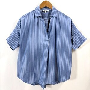 Madewell Courier Shirt Blue White Striped Button Back Women Small Oversized